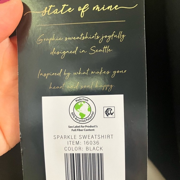 Merry Every Thing State Of Mine Black Graphic Sparkle Sweatshirt Size Medium NWT - Picture 6 of 6